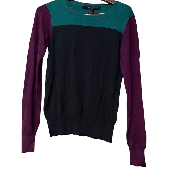 French Connection Sweaters - French Connection Bambi Cara‎ Colorblock Sweater Teal Amethyst Navy Small NWT